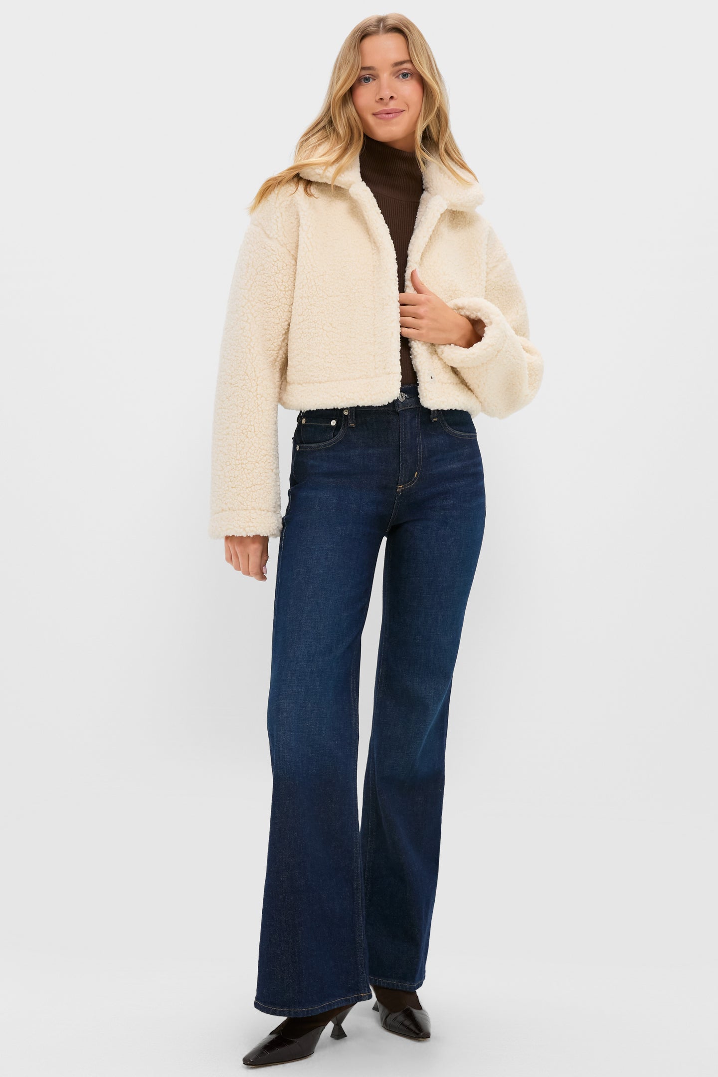 Cream Sherpa Sara Crop Jacket