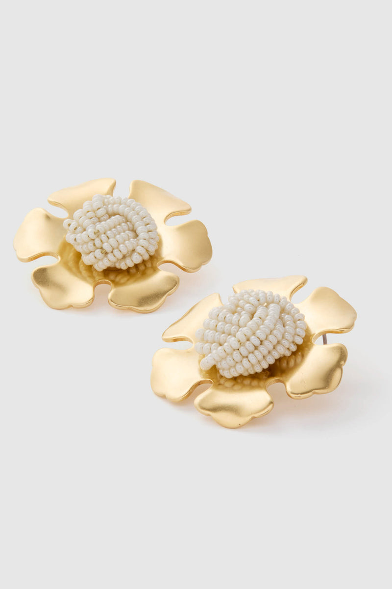 Gold and Pearl La Lune Earrings