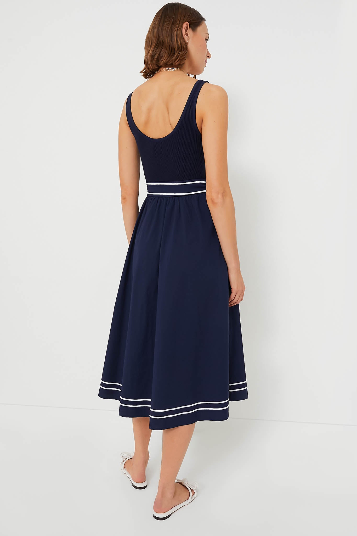Nautical Navy Poplin Rib Midi Dress Vineyard Vines
