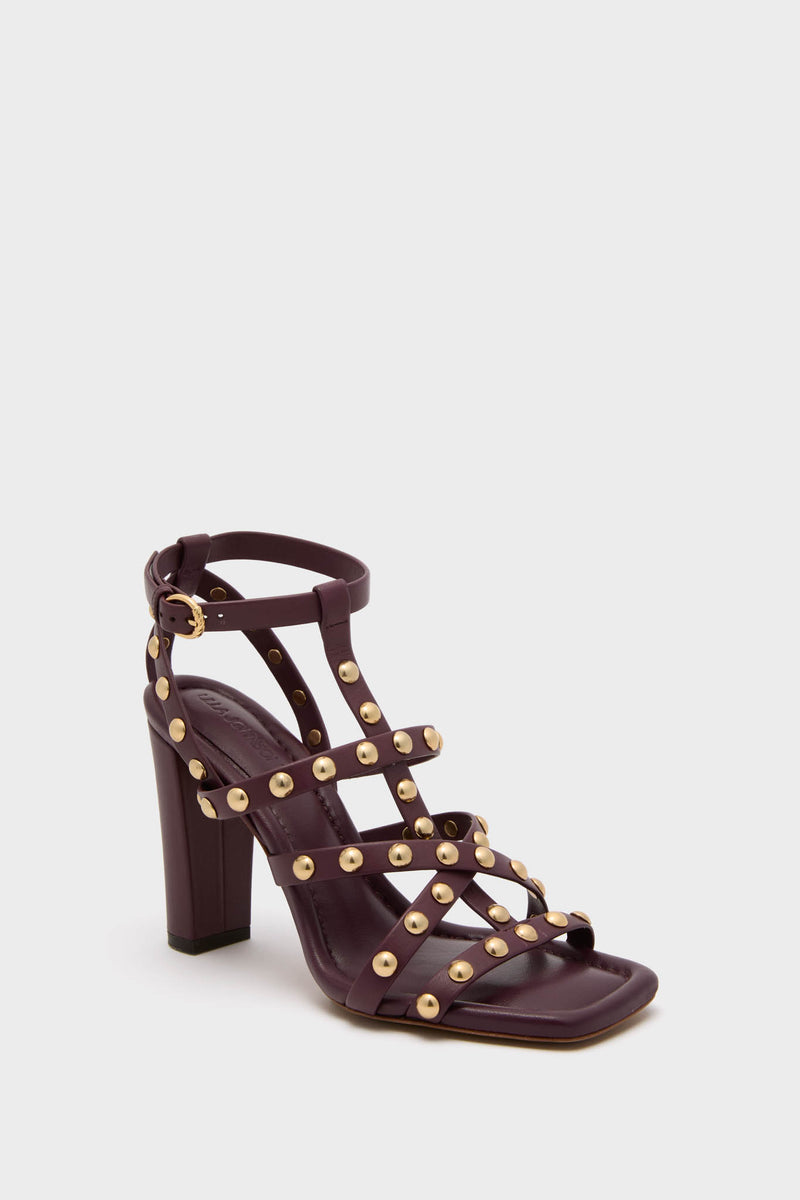Cognac Studded Cage Heels