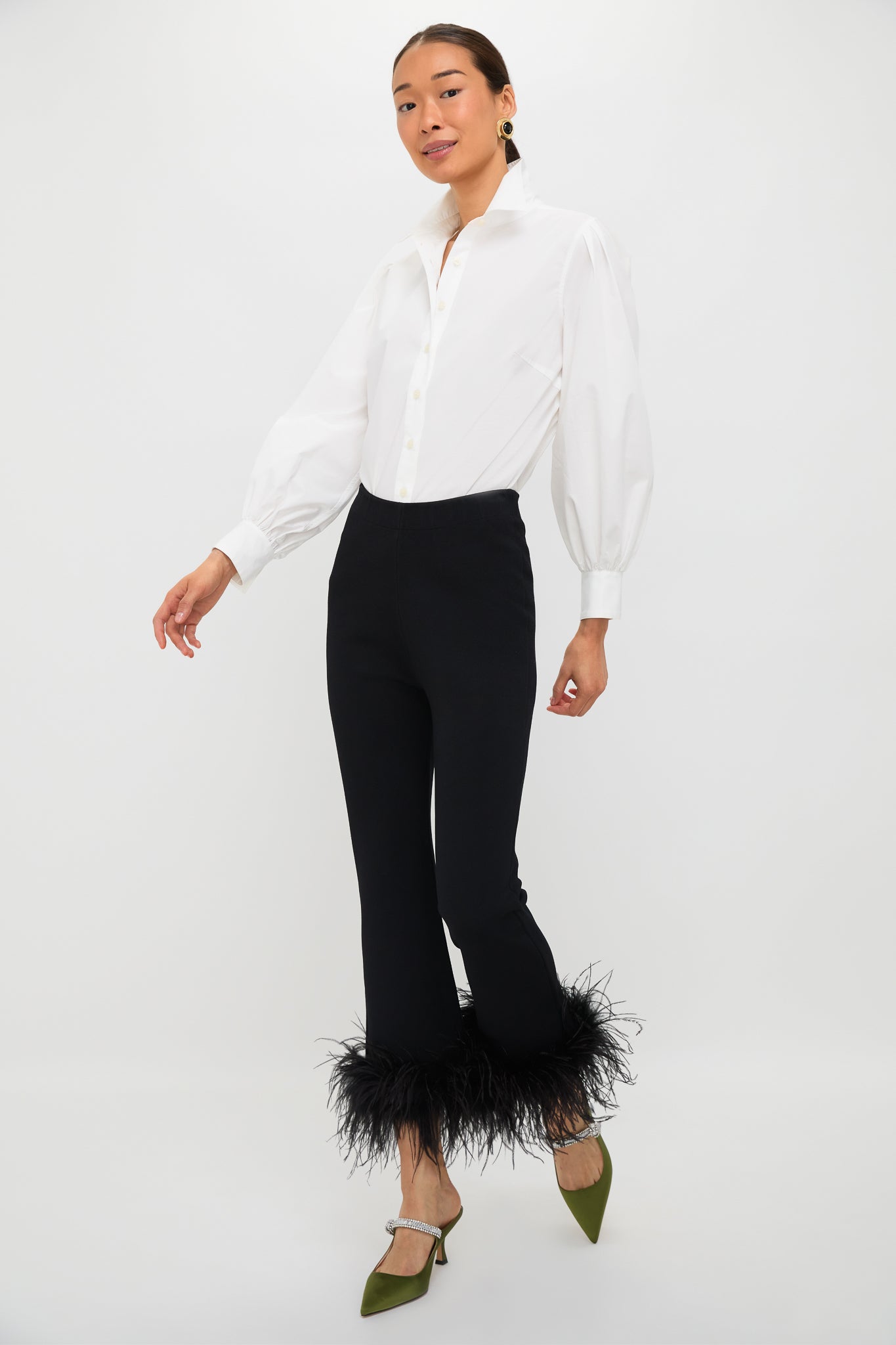 Black Feather Compression Knit Ashford Pants