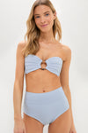 Classic Blue Stripe Tori Ties Bandeau Bikini Top