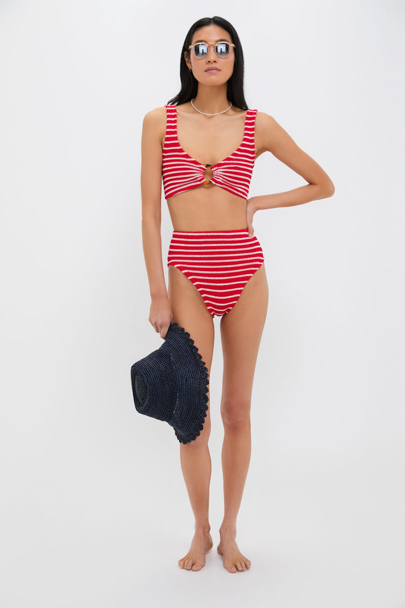 Red and White Striped Nadine Bikini