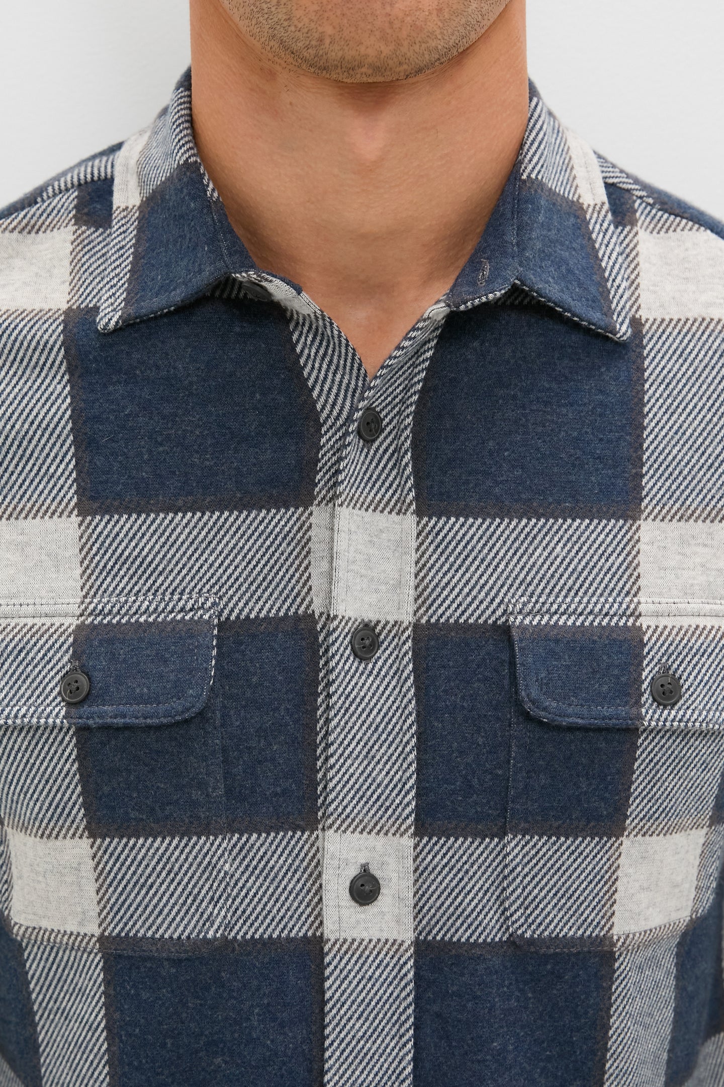 Navy Cloud Plaid Legend Sweater Shirt