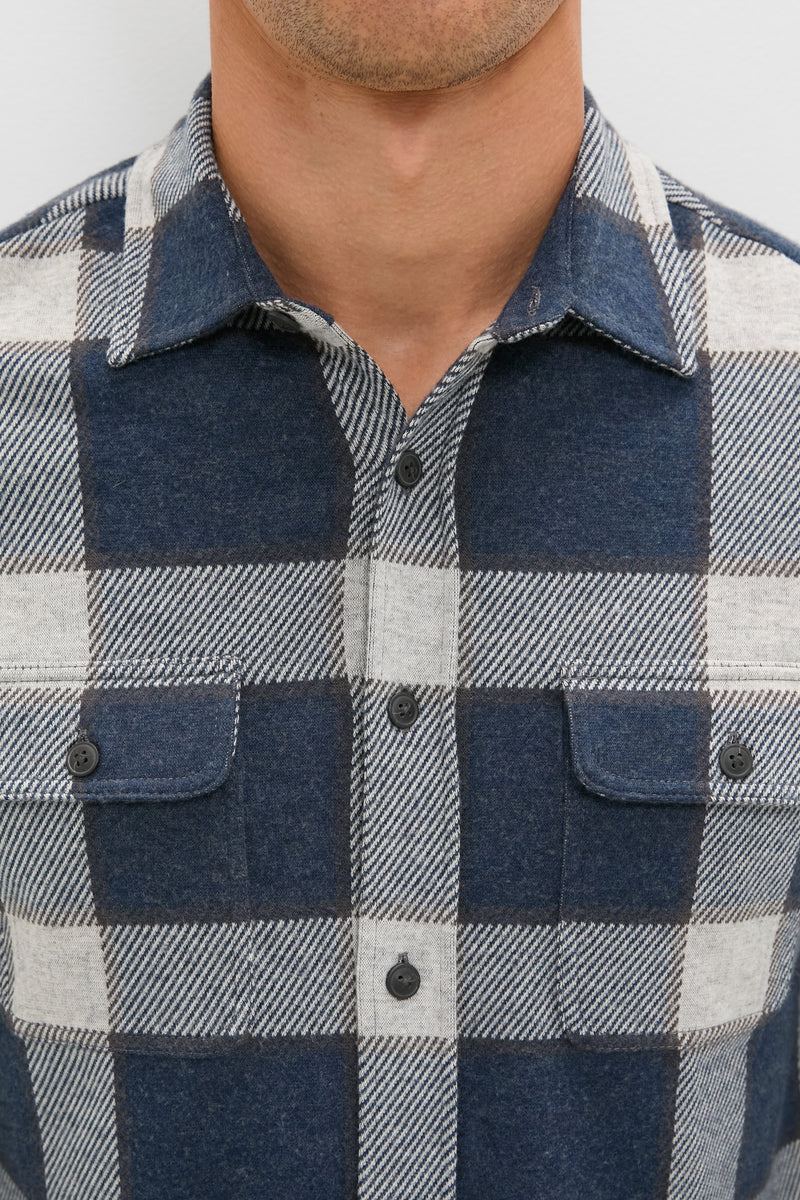 Navy Cloud Plaid Legend Sweater Shirt