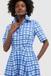 Painted Gingham Blue Rubie Midi Dress