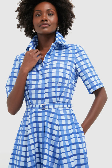 Painted Gingham Blue Rubie Midi Dress