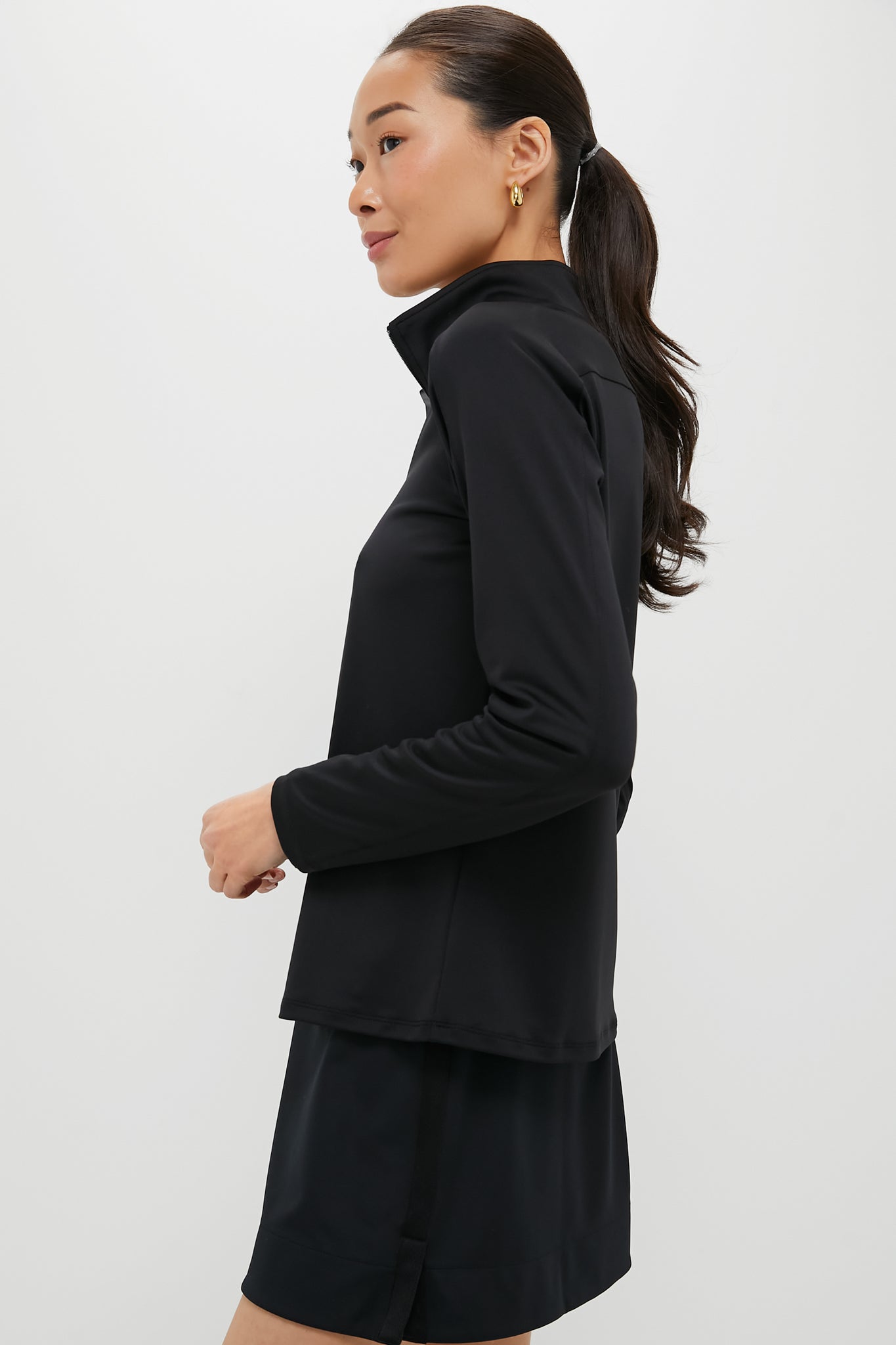 Black Performance Jersey Carver Quarter Zip Tee