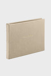 Beechwood Pebble Grain Guest Book with GUESTS embossed in gold offers a classic, high-end touch for events, featuring durable leather and effortless elegance.