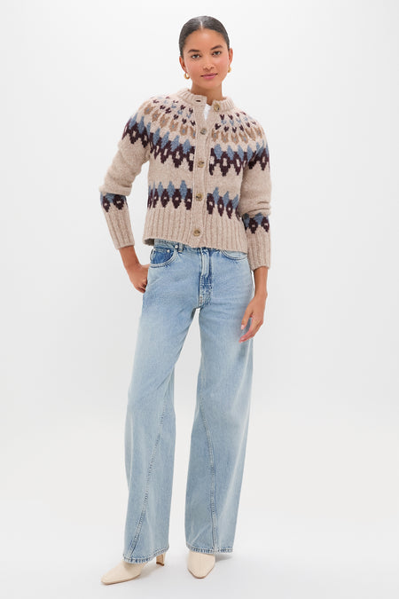 Oatmeal Melange Multi Christina Fairisle Cardigan