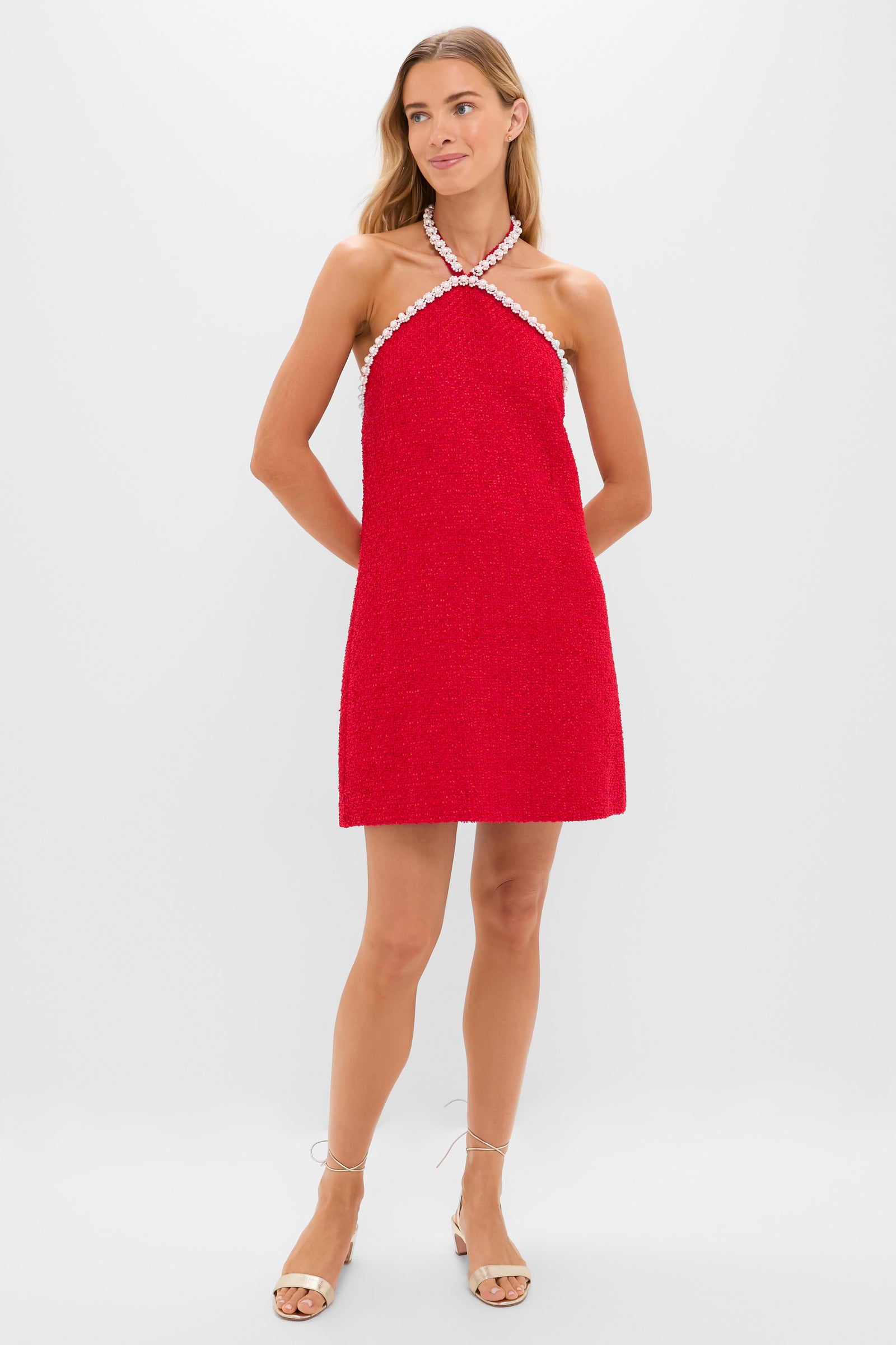 Red Tweed & Pearl Petra Mini Dress