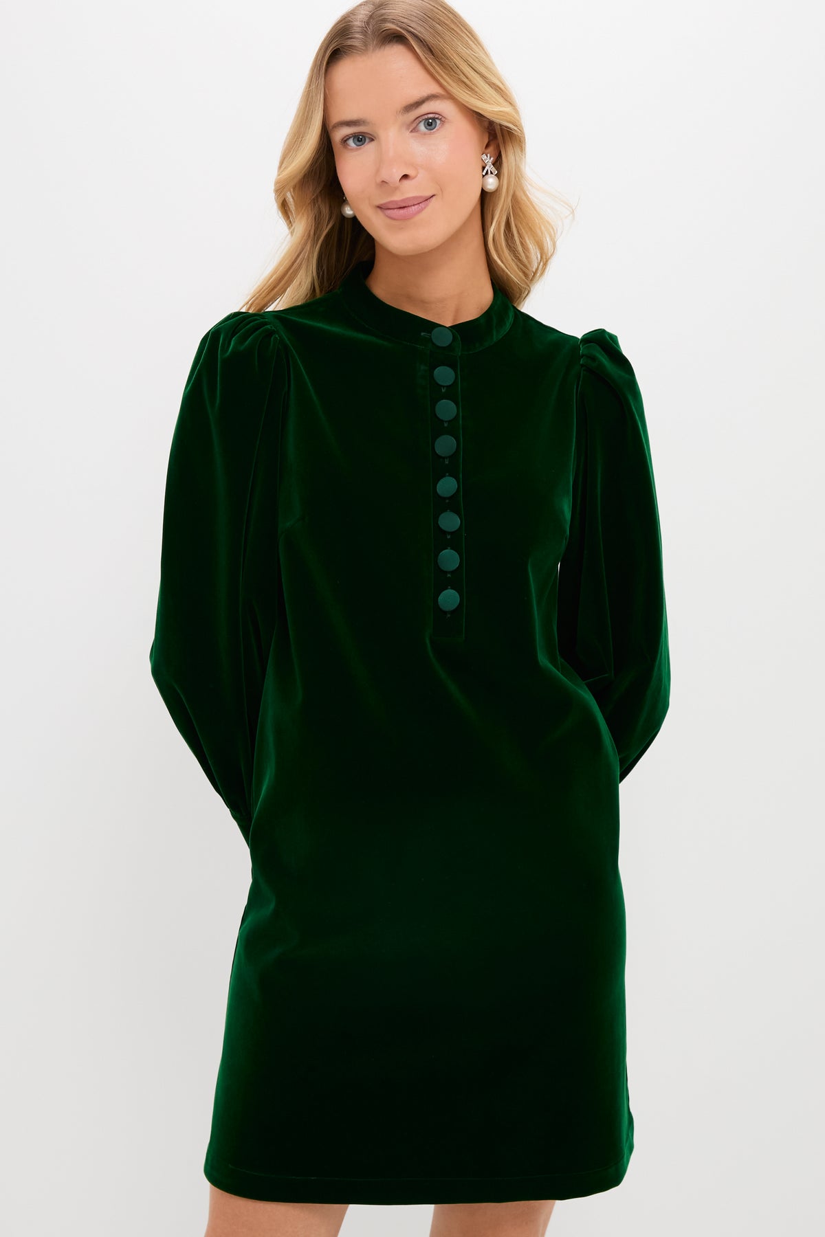 Pomander Place Hunter Green Velvet Samantha Dress Hunter Green / S Pomander Place Hunter Green Velvet Samantha Dress Hunter Green / S
