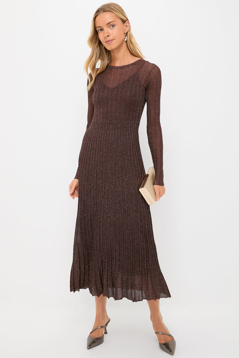 Exclusive Brown Long Sleeve Maxi Dress