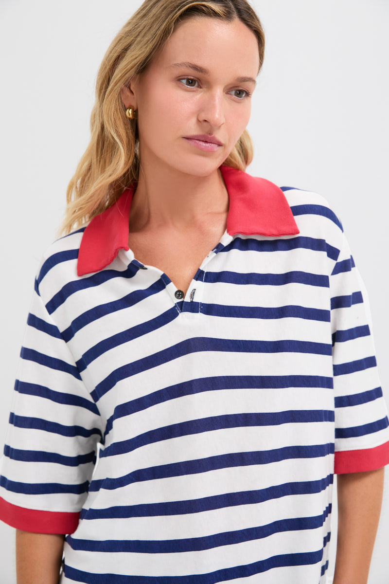 Navy Thin Stripe Polo