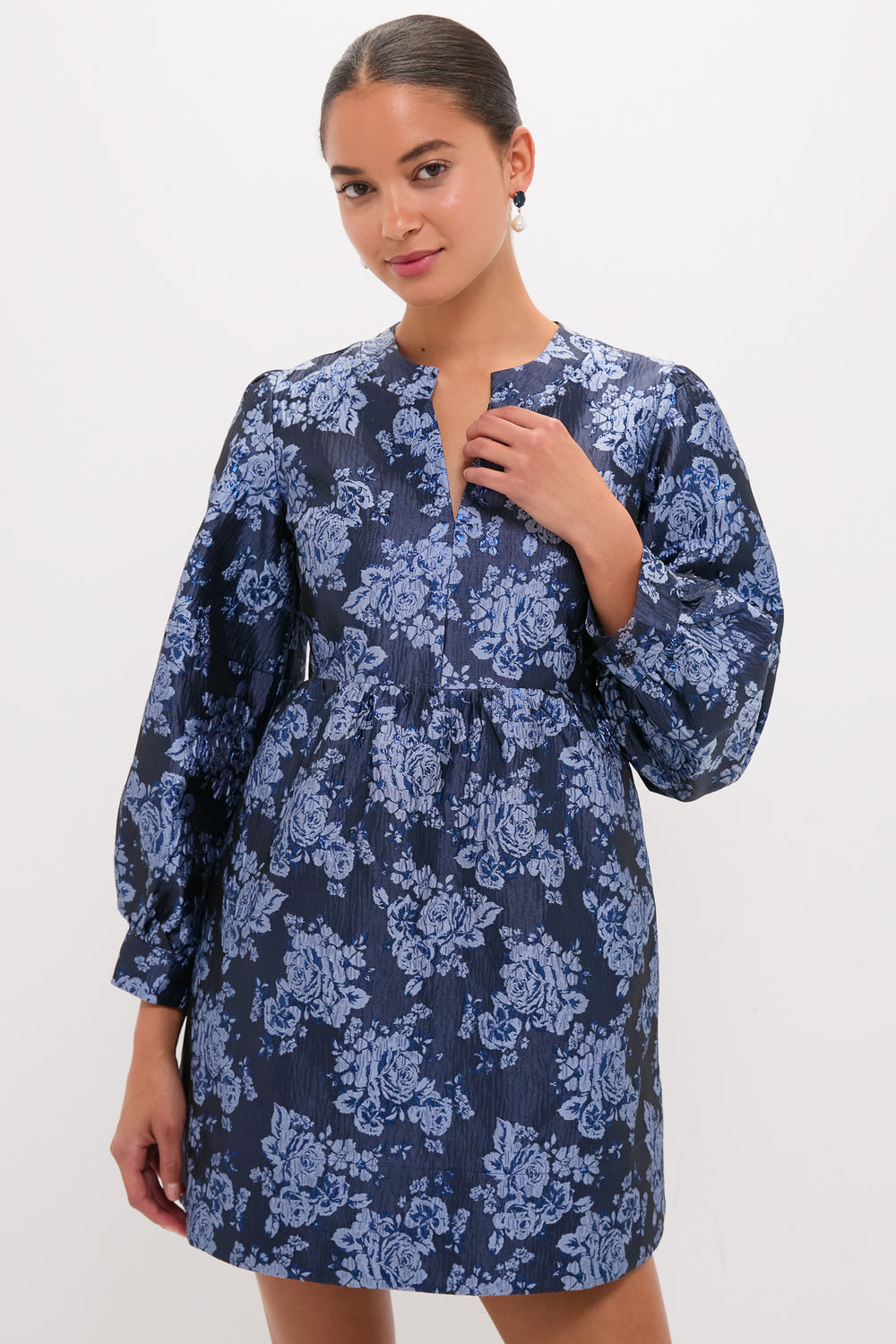 Hyacinth House Blue Jacquard Cressida Mini Dress Blue Jacquard / XL