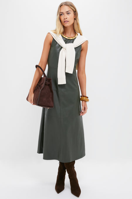 Dark Hunter Green Leather Manon Dress