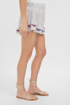 Tan Stripe Embroidered Ruffle Jill Short