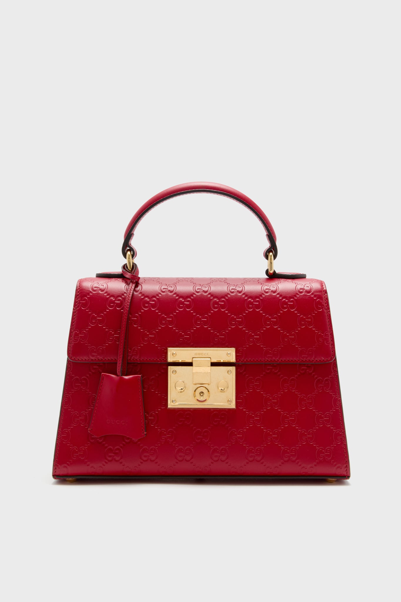 Gucci Red Padlock Guccissima Top Handle Bag