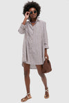 Dove Stripe Linen Carlotta Shirt Dress