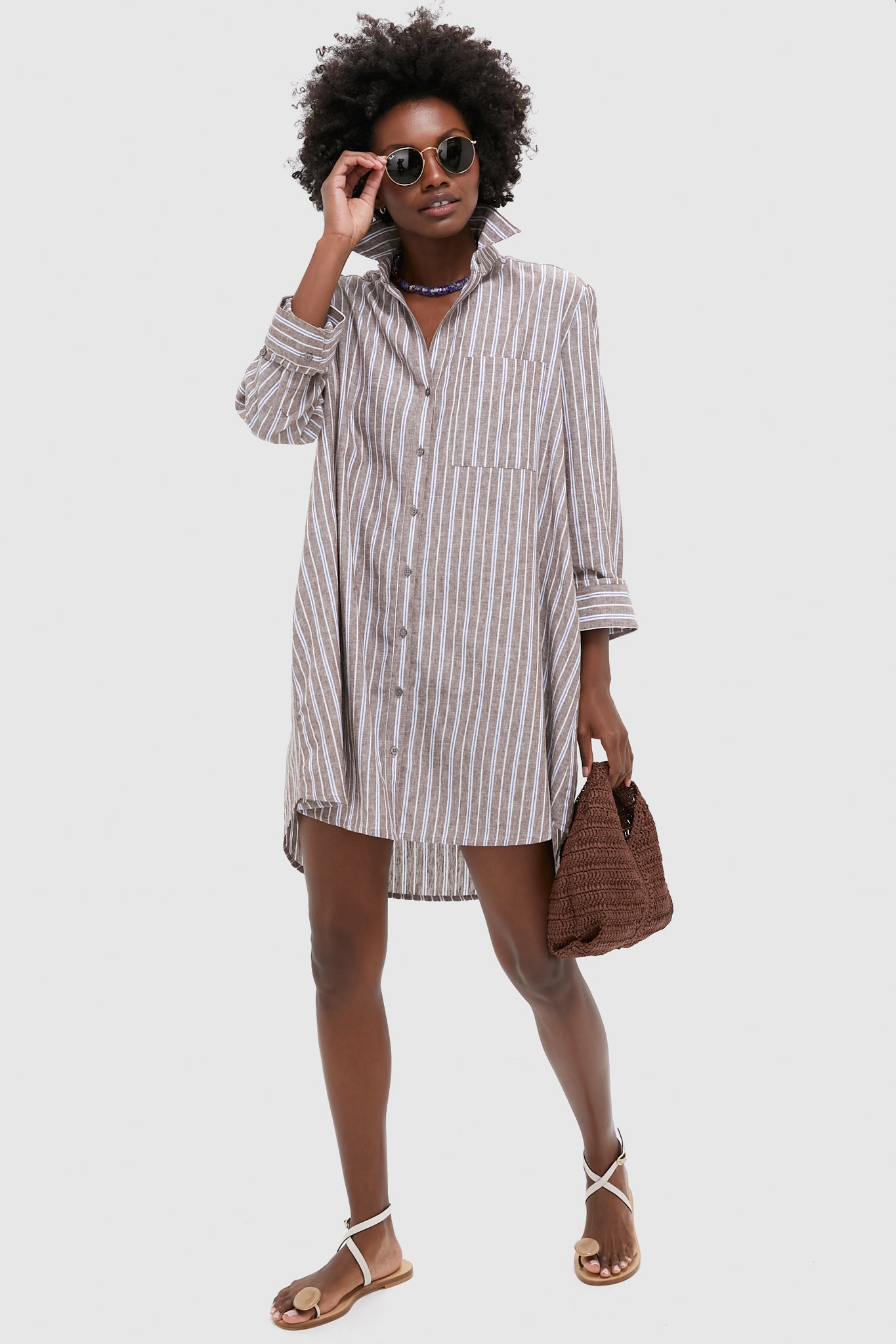 Dove Stripe Linen Carlotta Shirt Dress
