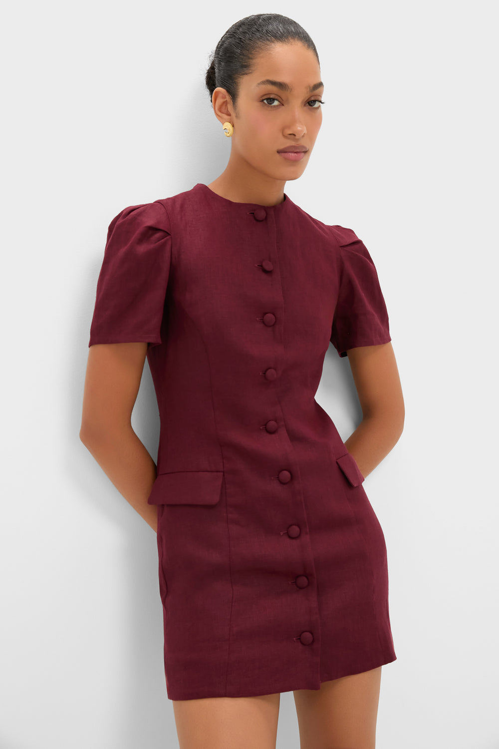 Bordeaux Emma Mini Dress | FAITHFULL THE BRAND Bordeaux Emma Mini Dress | FAITHFULL THE BRAND