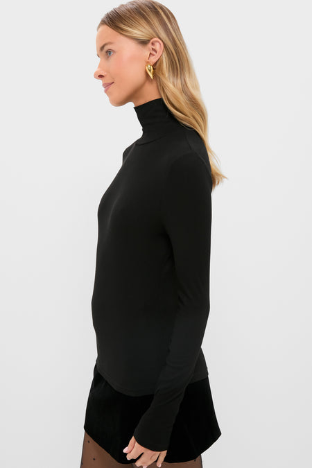 Black Lightweight Ribbed Turtleneck