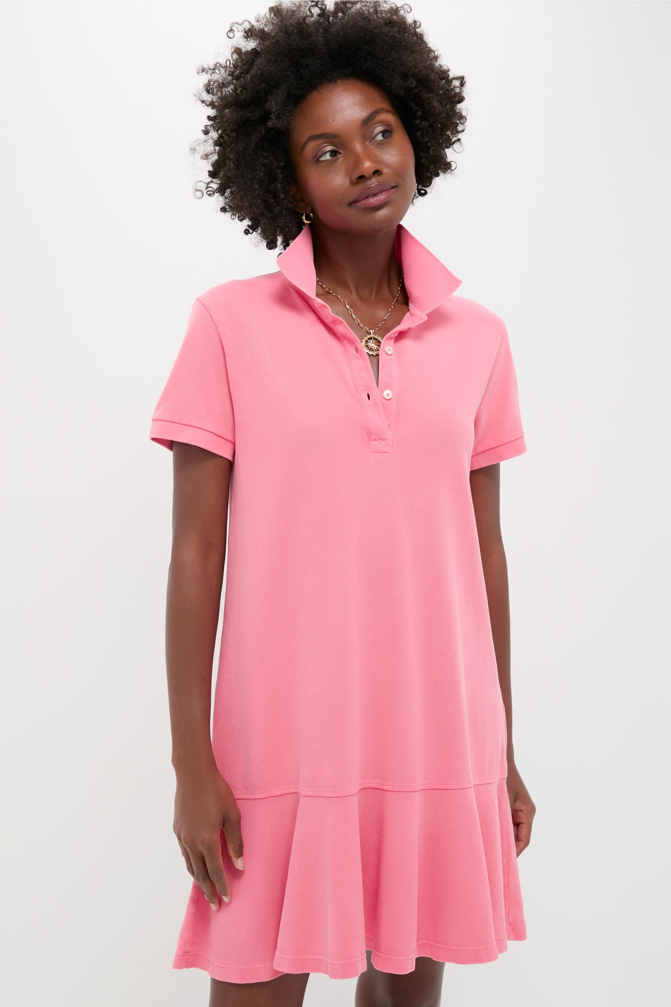Washed Pink Pique May Polo Dress