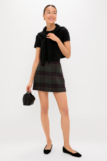 Forest Plaid Wool Meg Mini Skirt