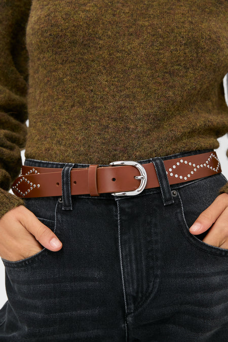 Cognac and Silver Liliana Belt