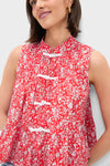 Red Lucille Liberty Print Knot Loop Tank Top