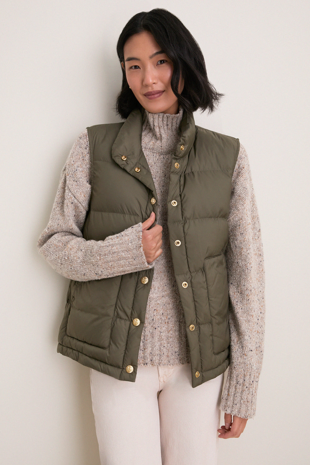 Olive Green Inez Puffer Vest