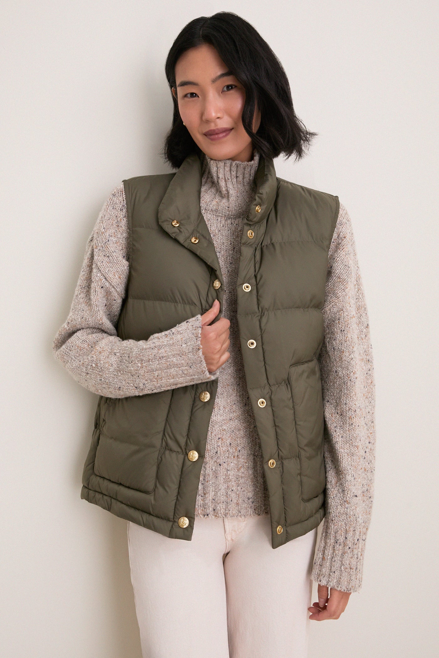 Olive Green Inez Puffer Vest