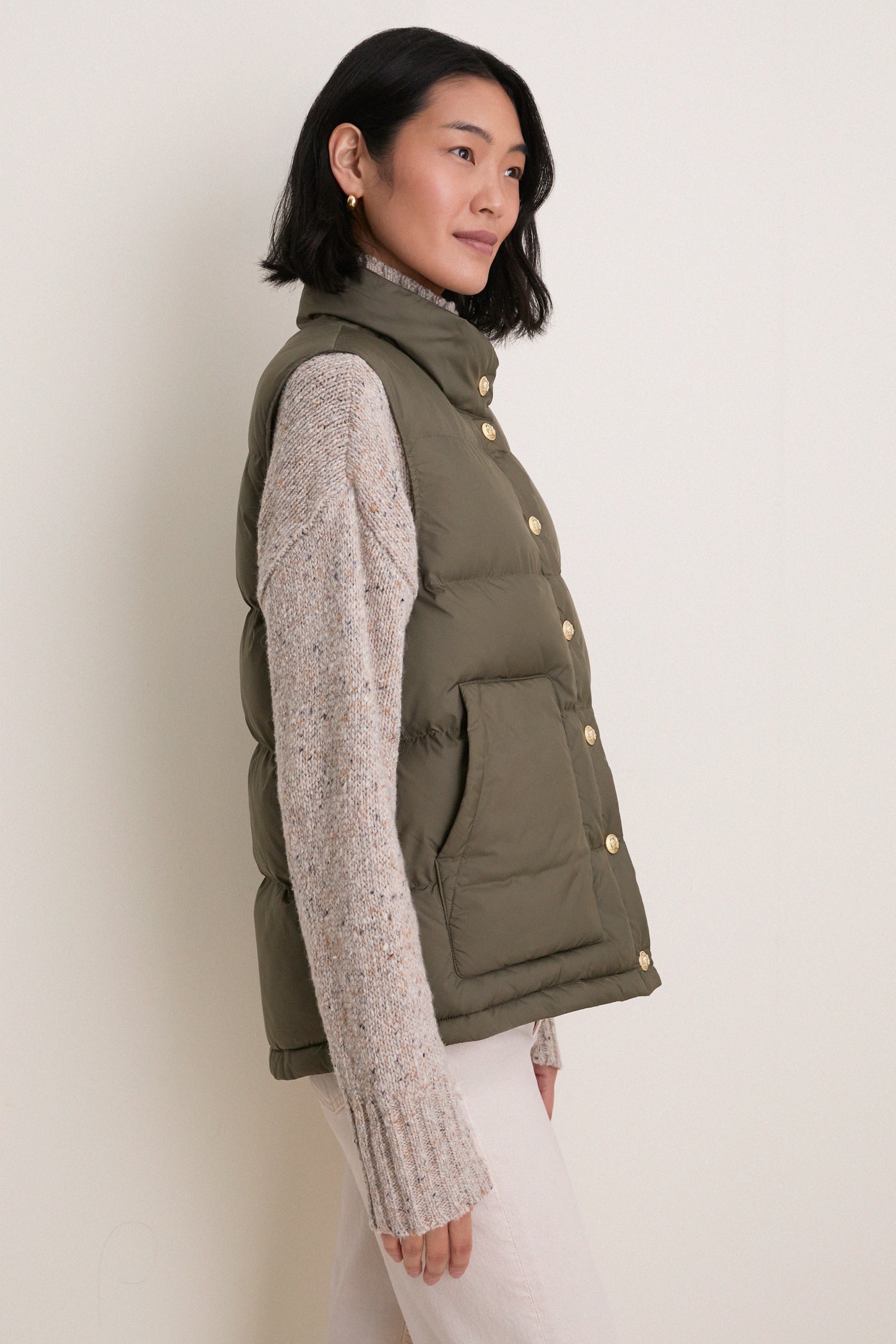 Olive Green Inez Puffer Vest