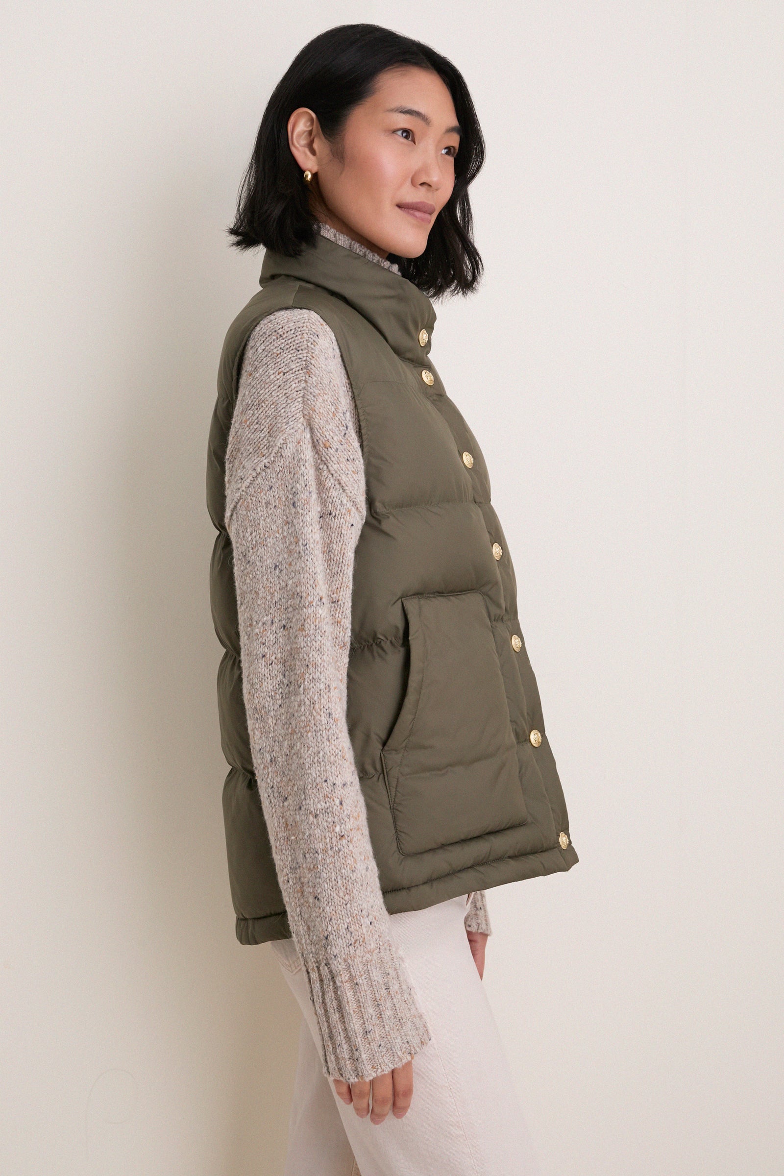 Olive Green Inez Puffer Vest
