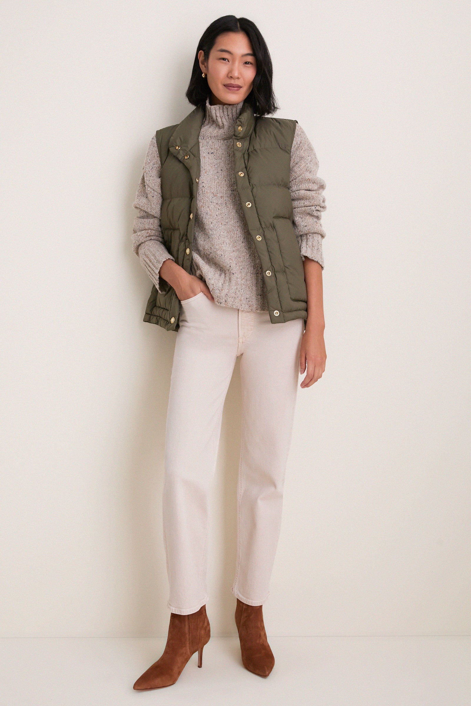 Olive Green Inez Puffer Vest