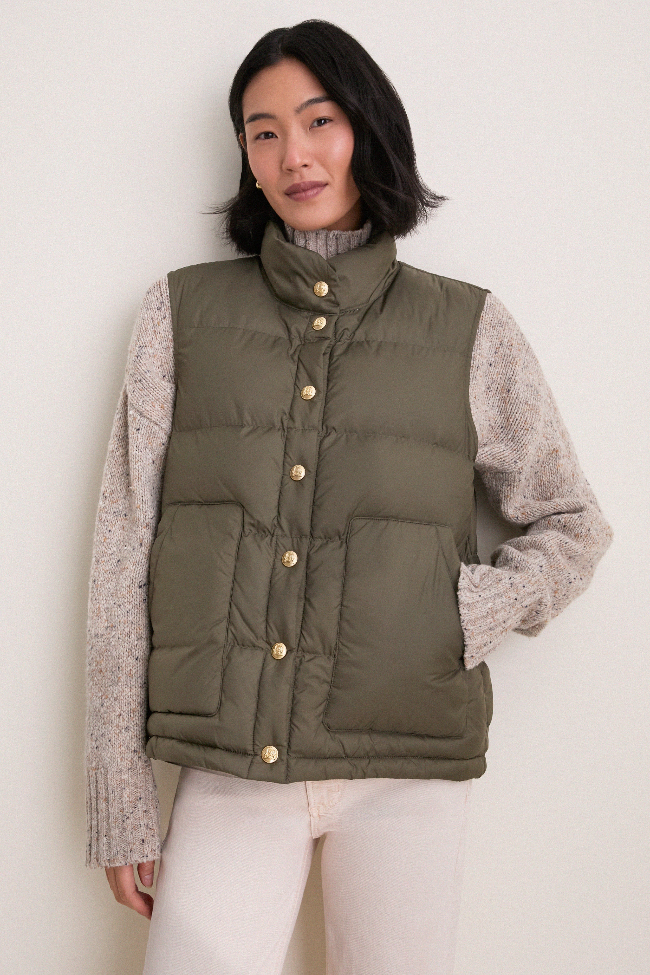 Olive Green Inez Puffer Vest