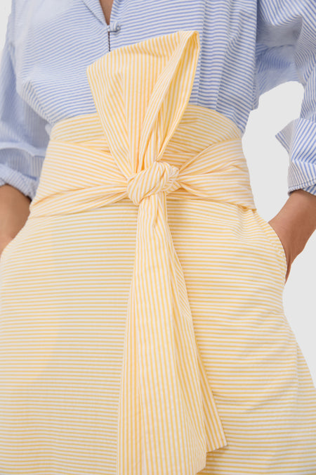 Blue and White Striped and Yellow Clarence Dress
