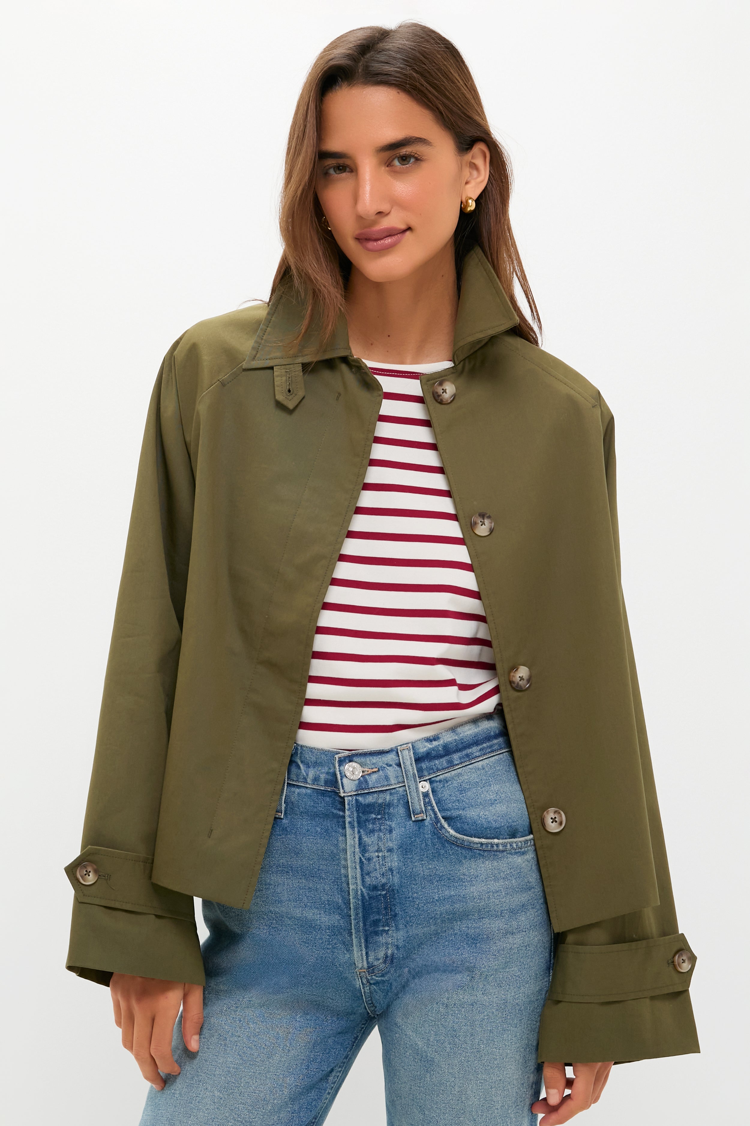 Olive Drew Short Trench Coat