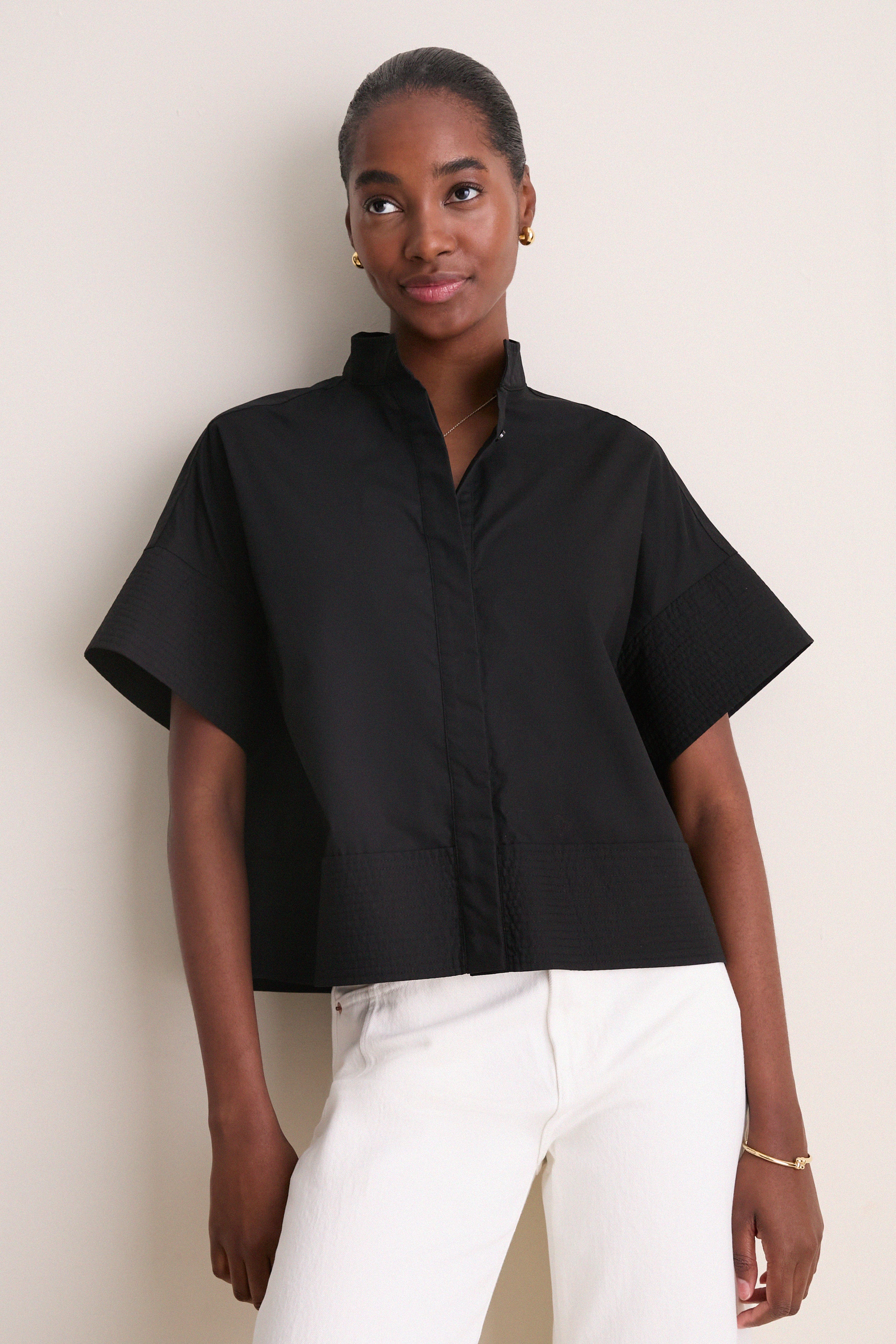 Black Trapunto Stitch Sofia Shirt | Tuckernuck