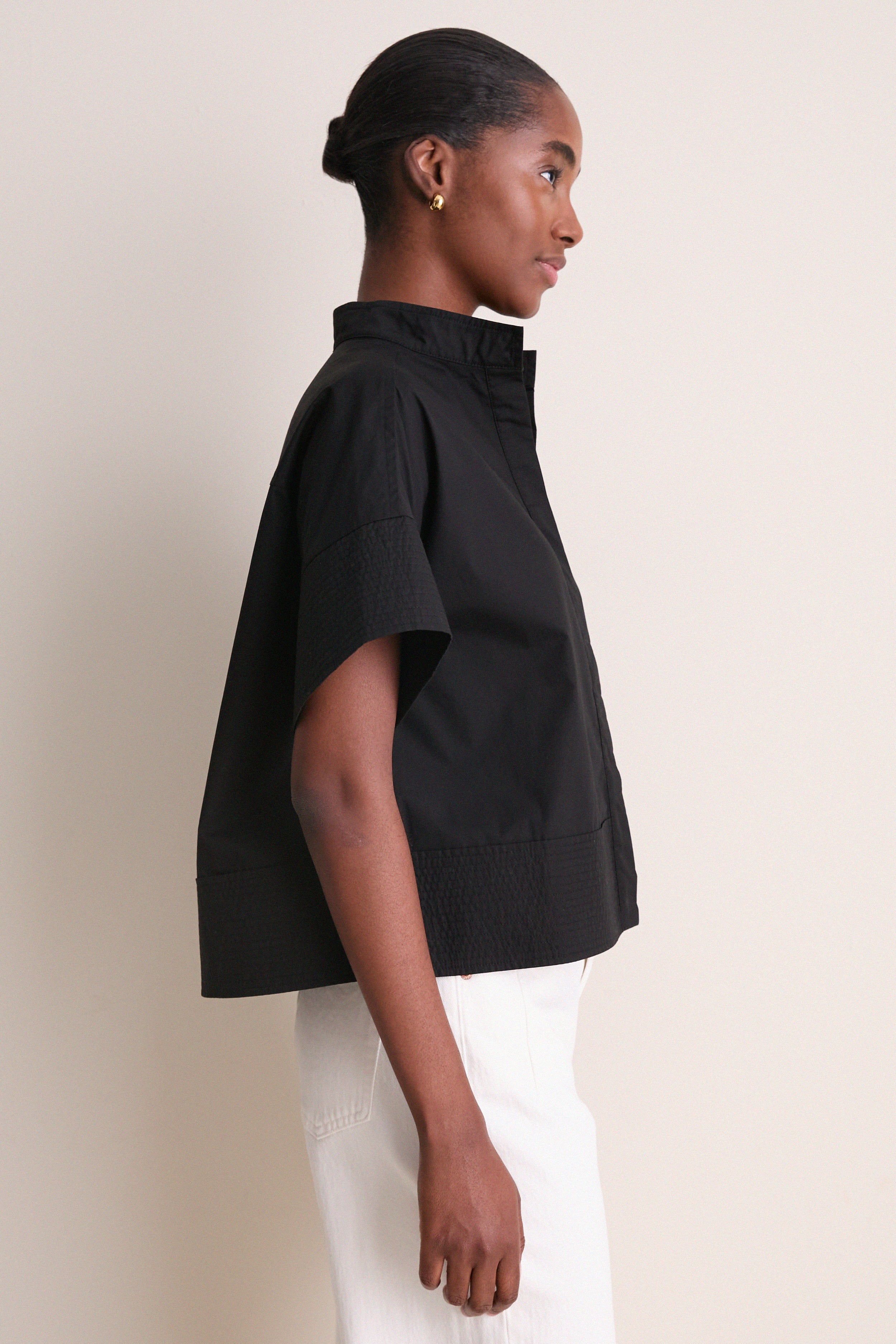 Black Trapunto Stitch Sofia Shirt | Tuckernuck