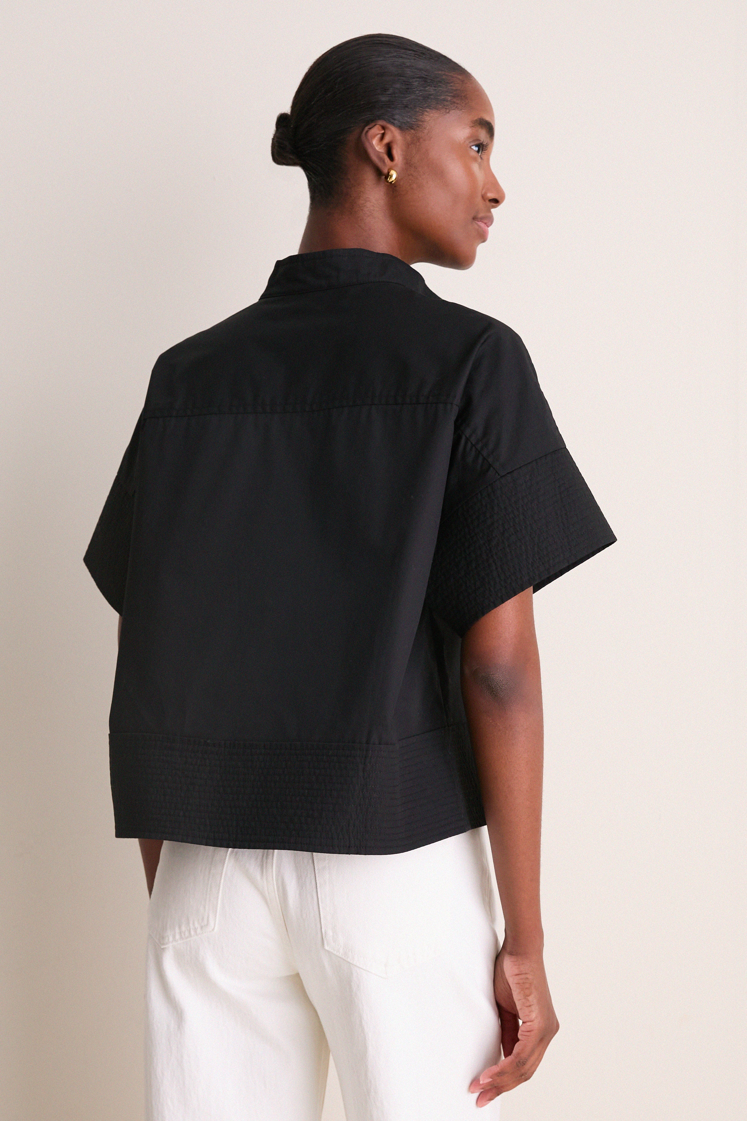 Black Trapunto Stitch Sofia Shirt | Tuckernuck
