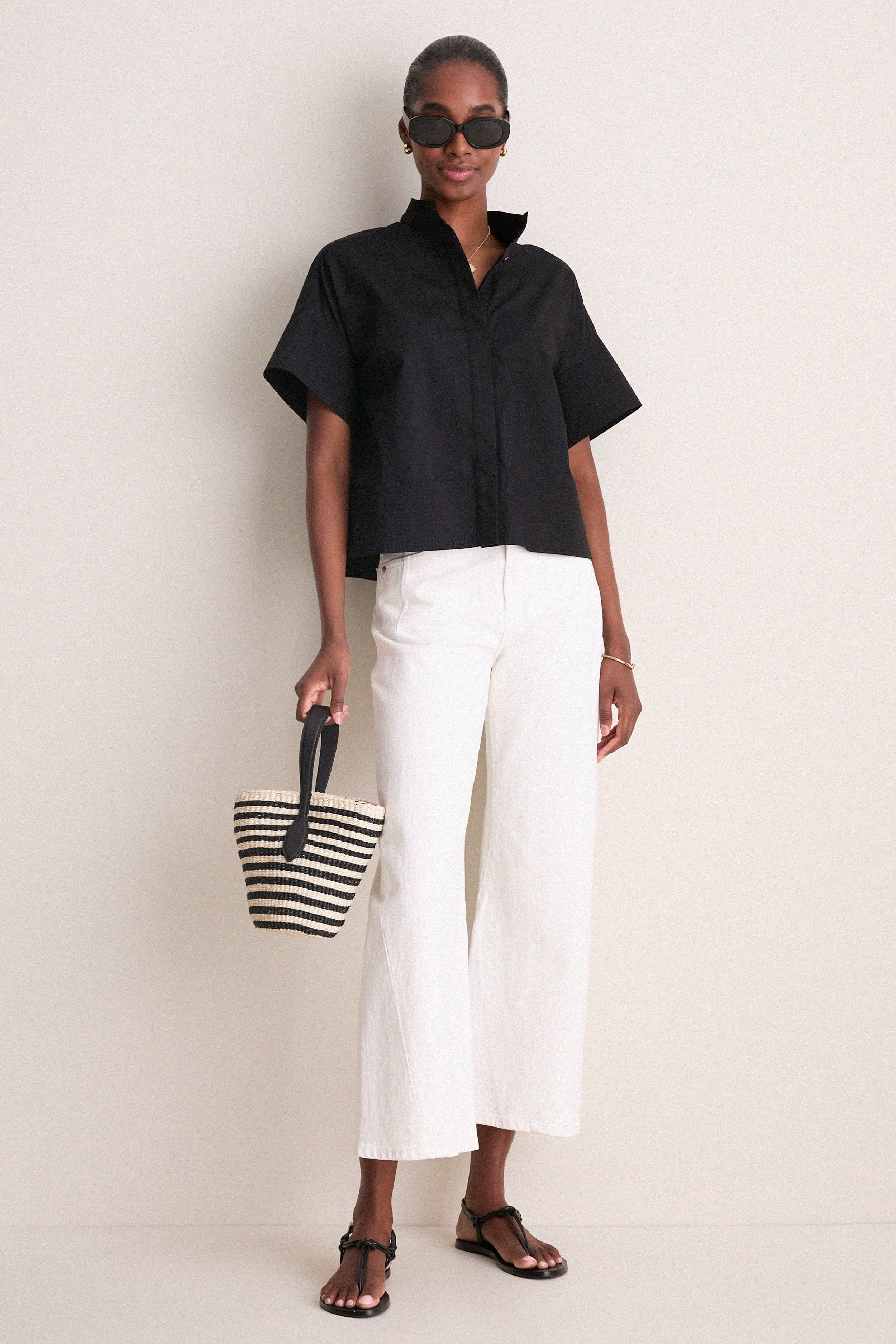 Black Trapunto Stitch Sofia Shirt | Tuckernuck
