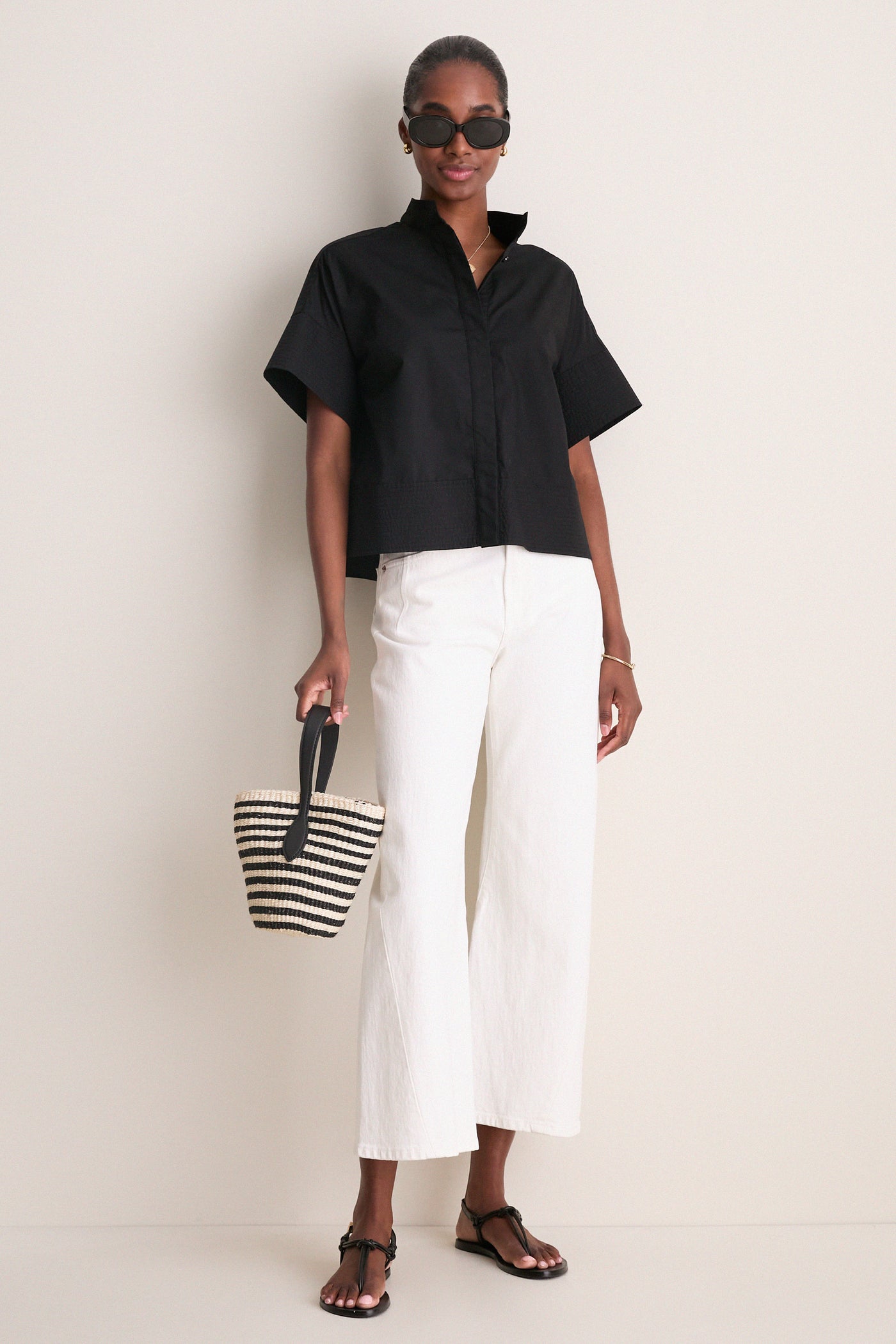 Black Trapunto Stitch Sofia Shirt