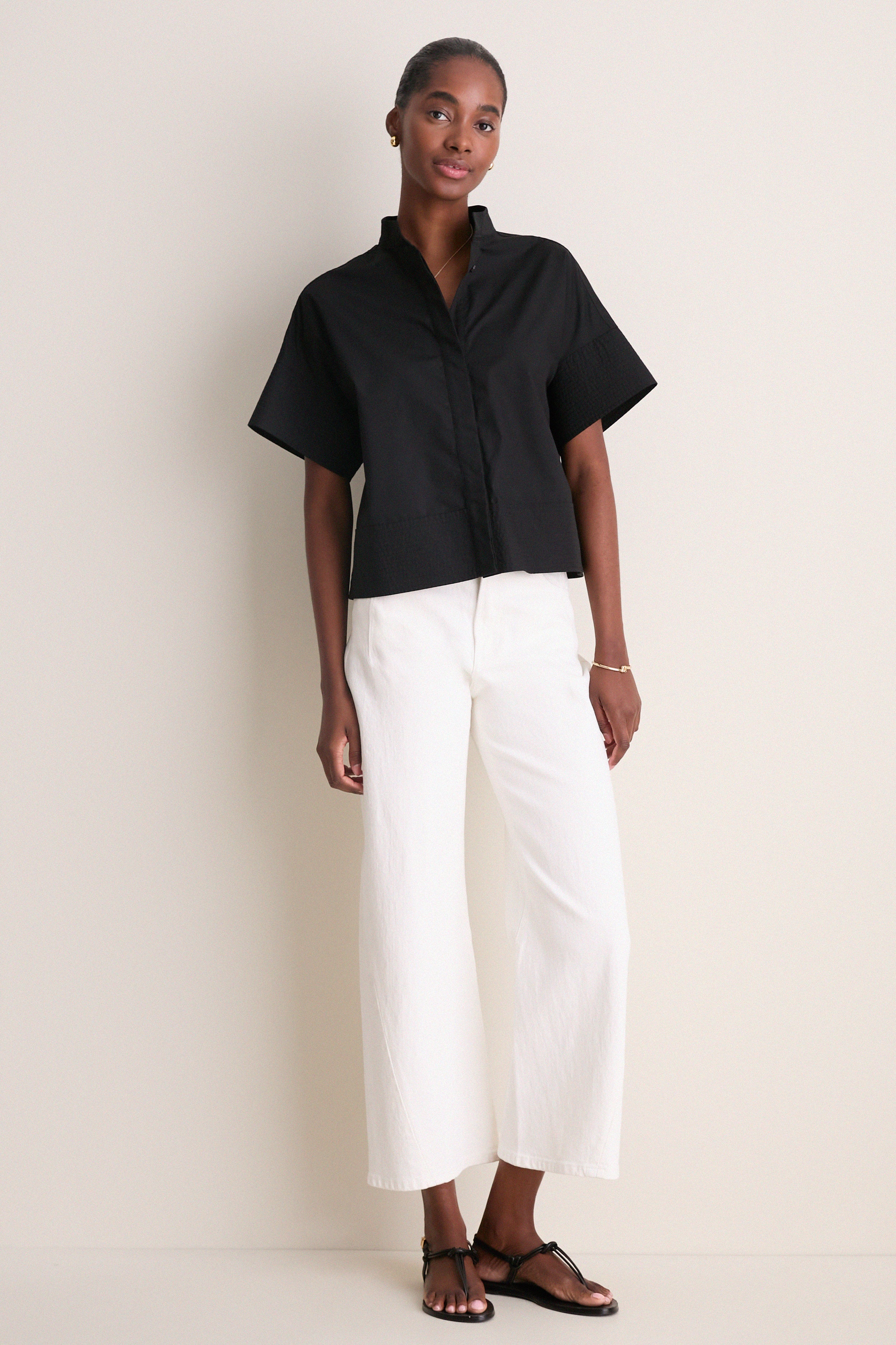Black Trapunto Stitch Sofia Shirt | Tuckernuck