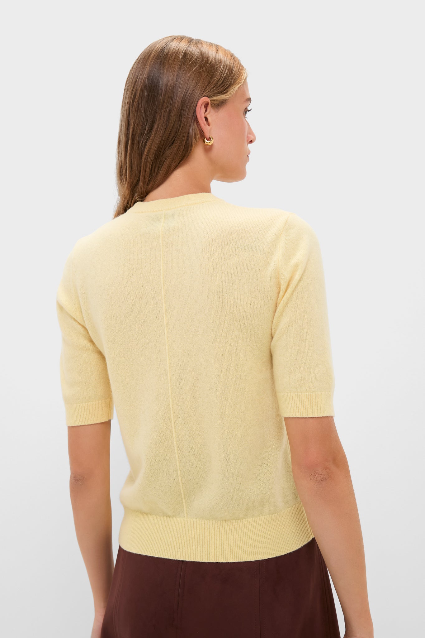 Butter Yellow Cashmere Short Sleeve Crewneck