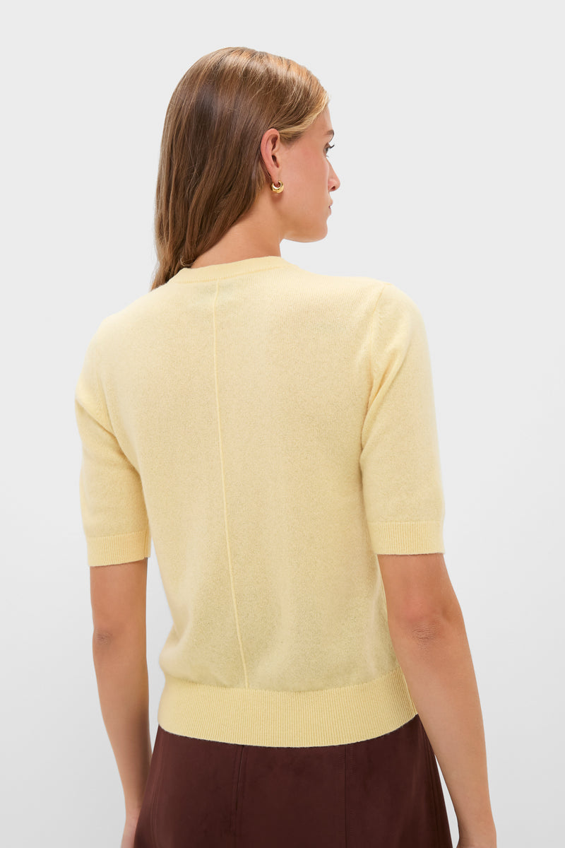 Butter Yellow Cashmere Short Sleeve Crewneck
