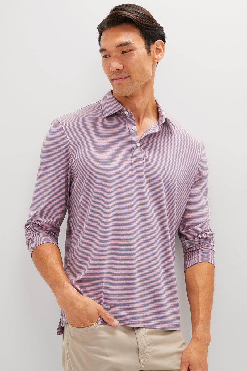 Three Springs Stripe Long Sleeve Movement Polo