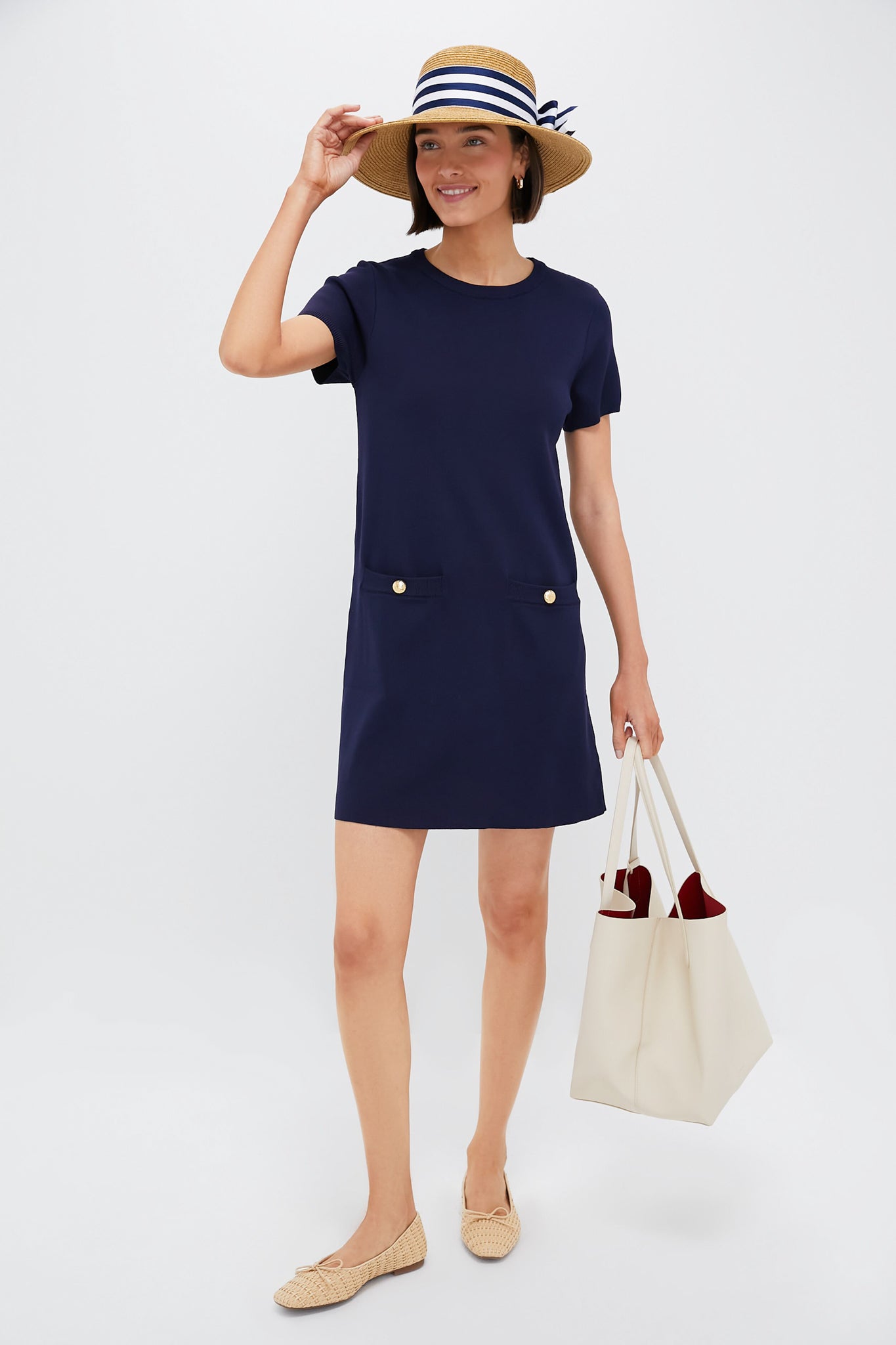 Exclusive Striped Packable Wide Bow Sunhat