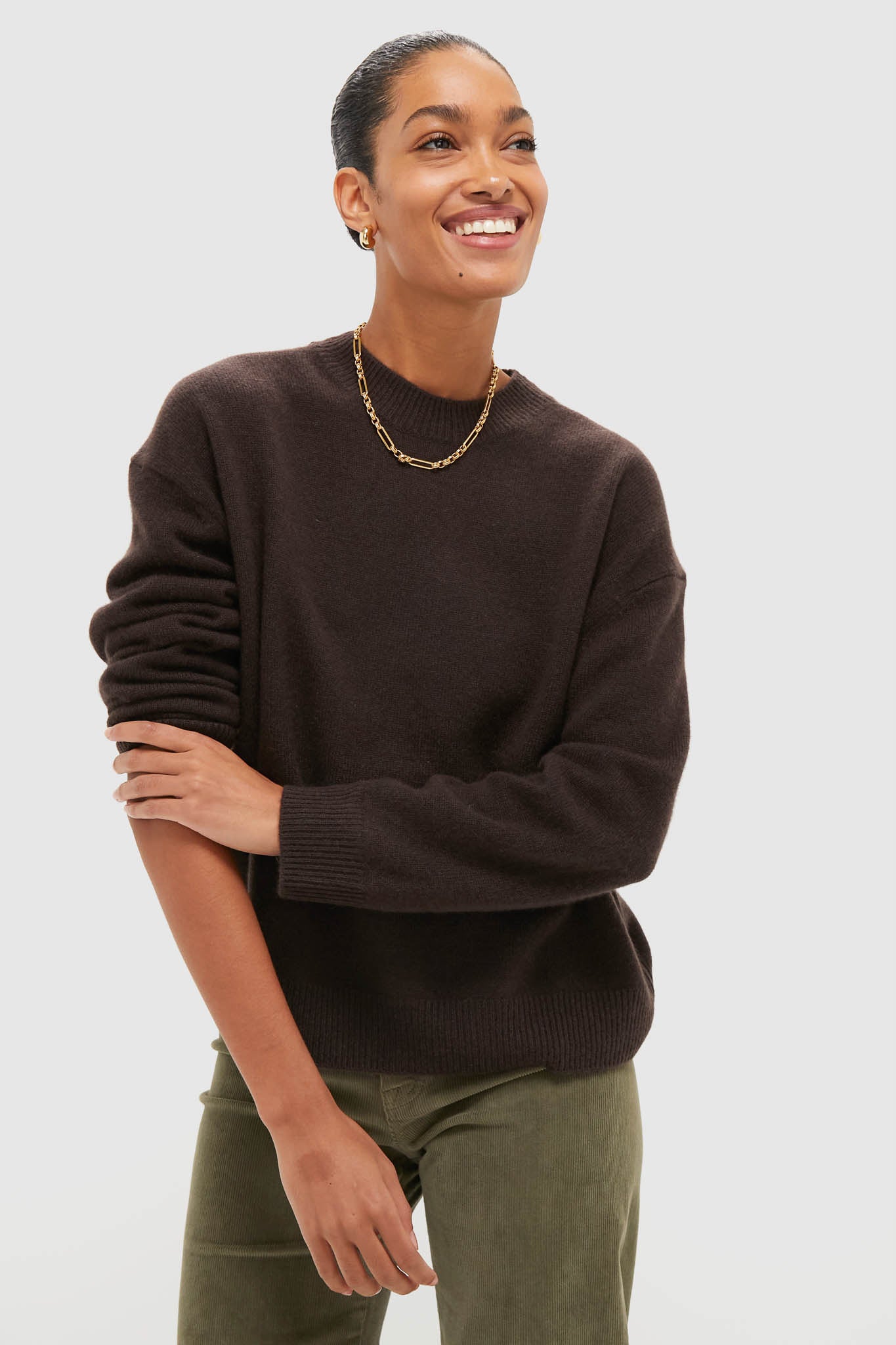 Deep Brown Lee Crew Sweater | Anine Bing