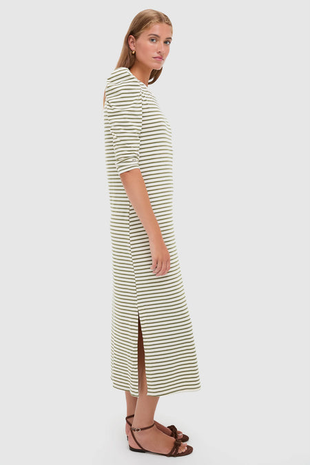 Olive Stripe Vesty Maxi Dress